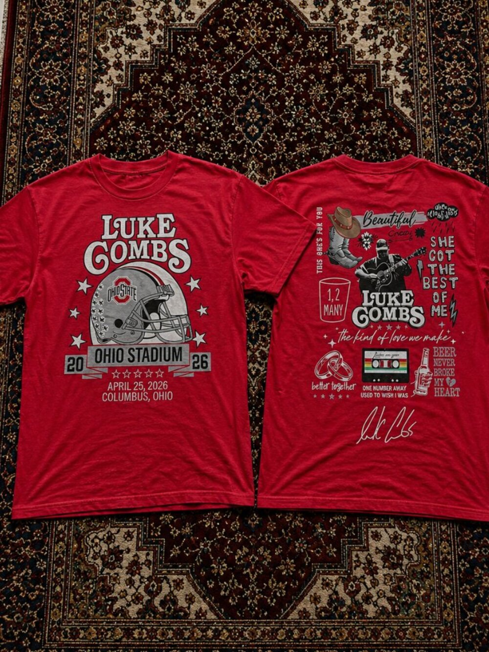 Vintage Luke Combs Ohio Stadium 2026 Country Concert Graphic Tee